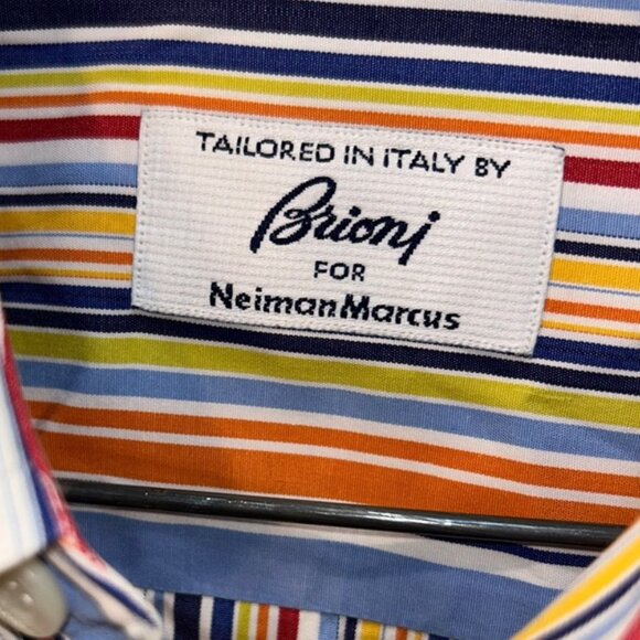 Brioni Neiman Marcus AS NEW CONDITION rainbow striped crisp mens shirt L… - Picture 2 of 3